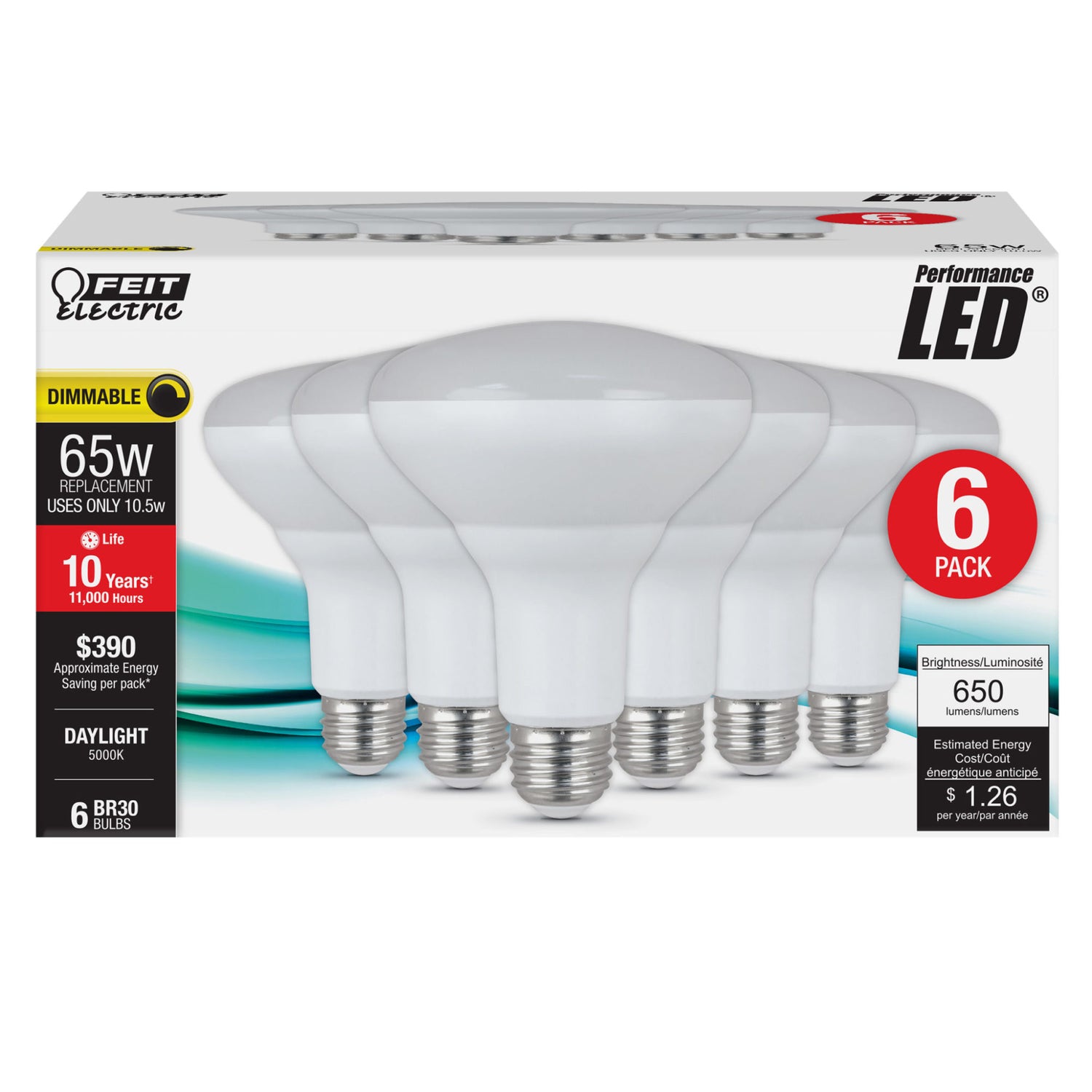 65 W Replacement Daylight BR30 Dimmable Reflector LED Light Bulb