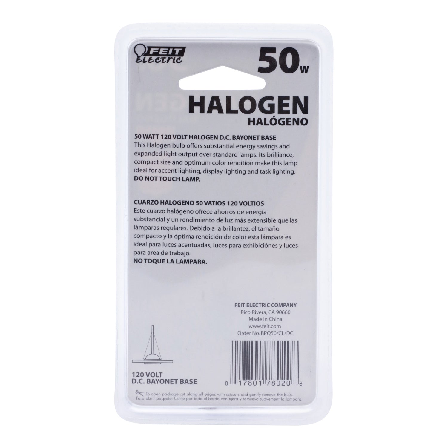 50W Warm White (3000K) S.C. Bayonet Base (T4 Replacement) Halogen Replacement Light Bulb