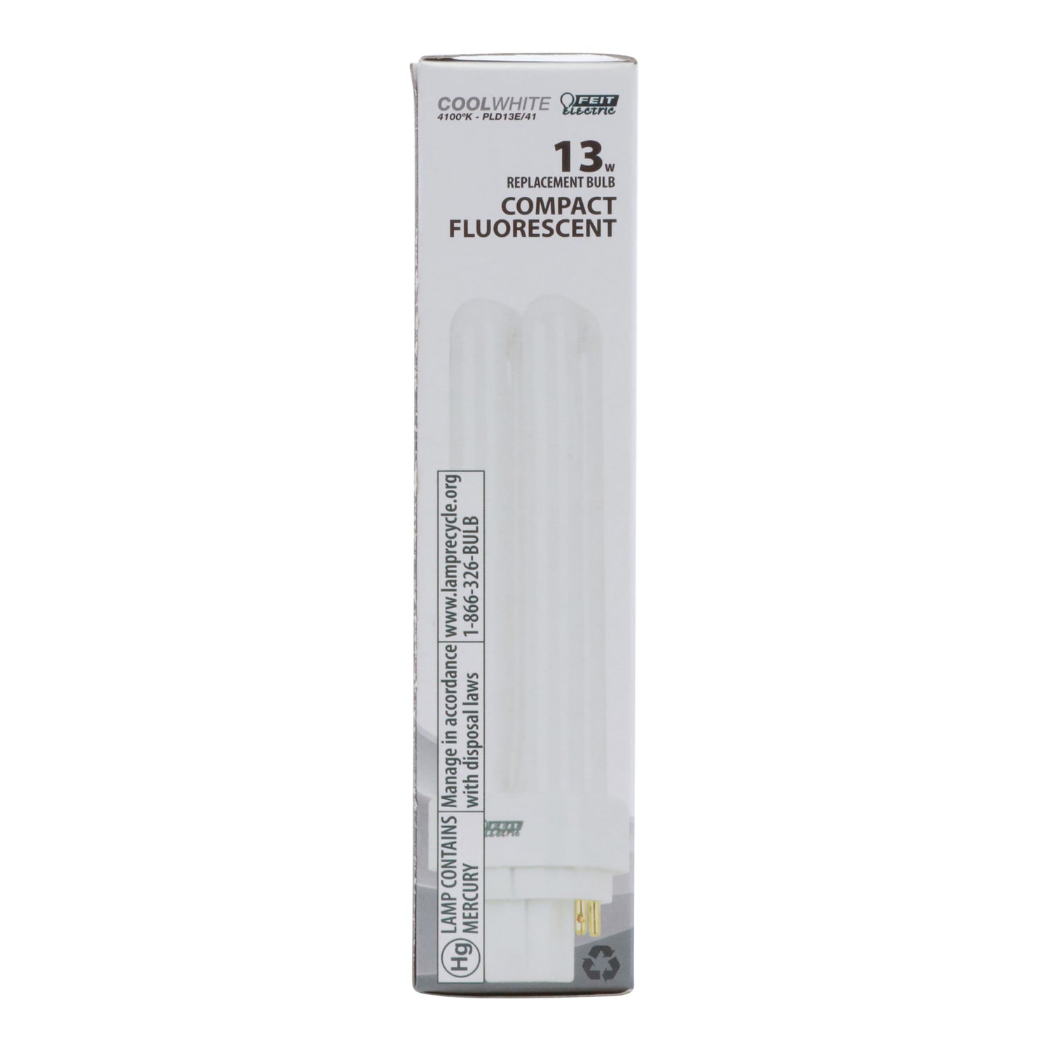 13W Cool White (4100K) PLD Double Twin Tube G24Q-1 Base Compact Fluorescent Light Bulb