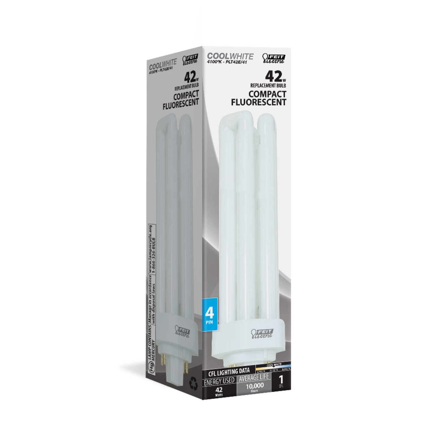 42W Cool White (4100K) GX24q-4 Base Triple Twin Tube Compact Fluorescent PL Bulb