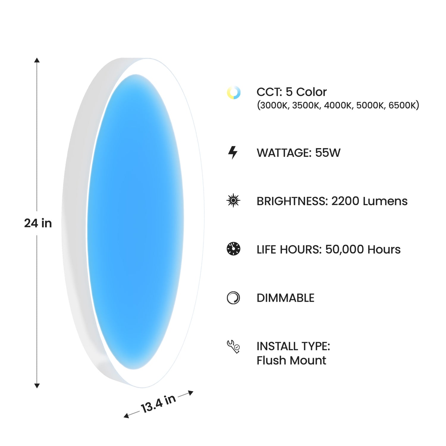 Vista 24-in. Oval Flush Mount LED Skylight