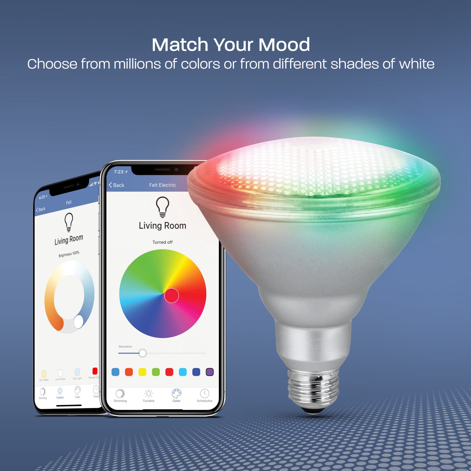 11.1W (90W Replacement) Color Changing E26 Base PAR38 Dimmable Alexa Google Smart LED Light Bulb