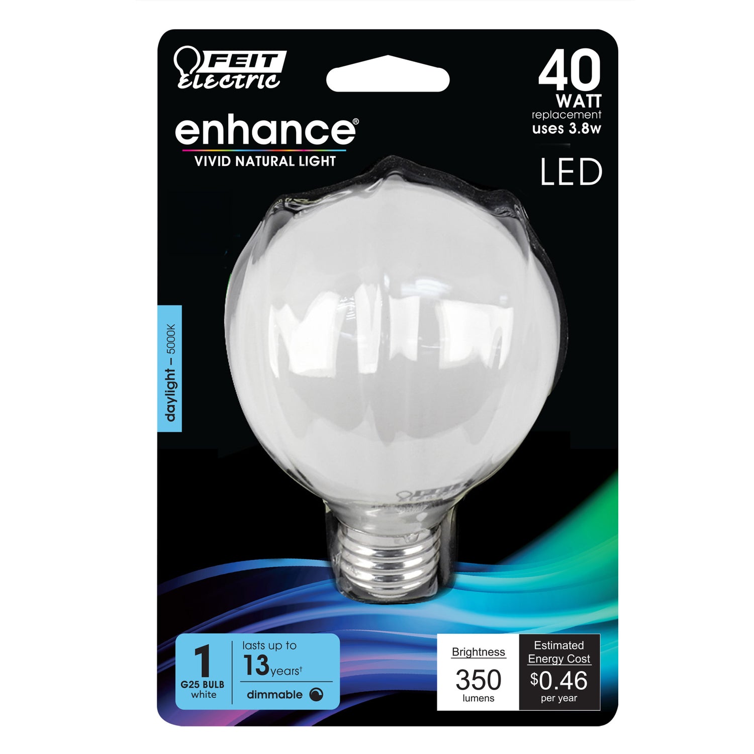 40W Replacement G25 Daylight Dimmable White Enhance Glass Filament Globe LED
