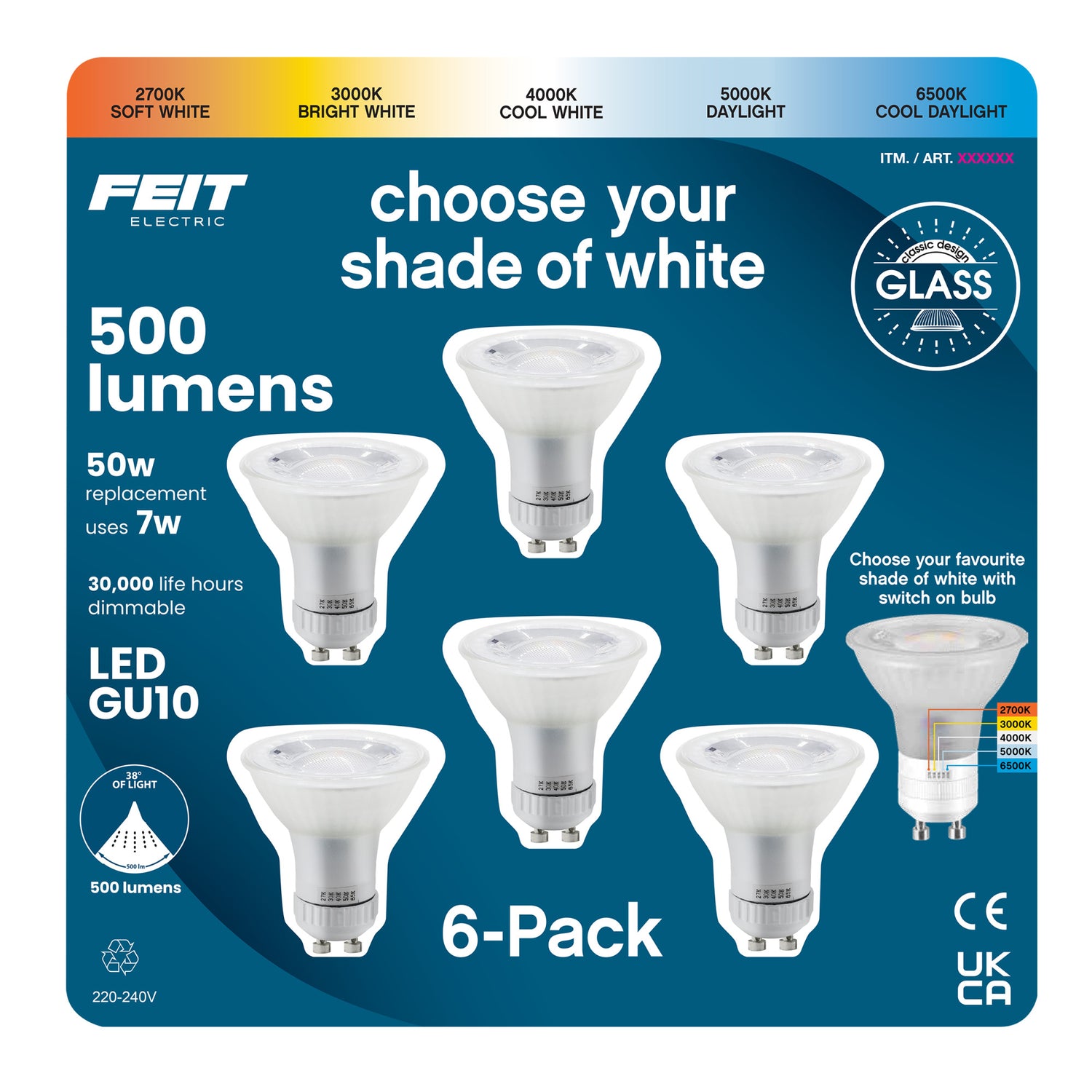 7W (50W Replacement) Adjustable White GU10 MR16 Dimmable Reflector LED Bulb (6-Pack)