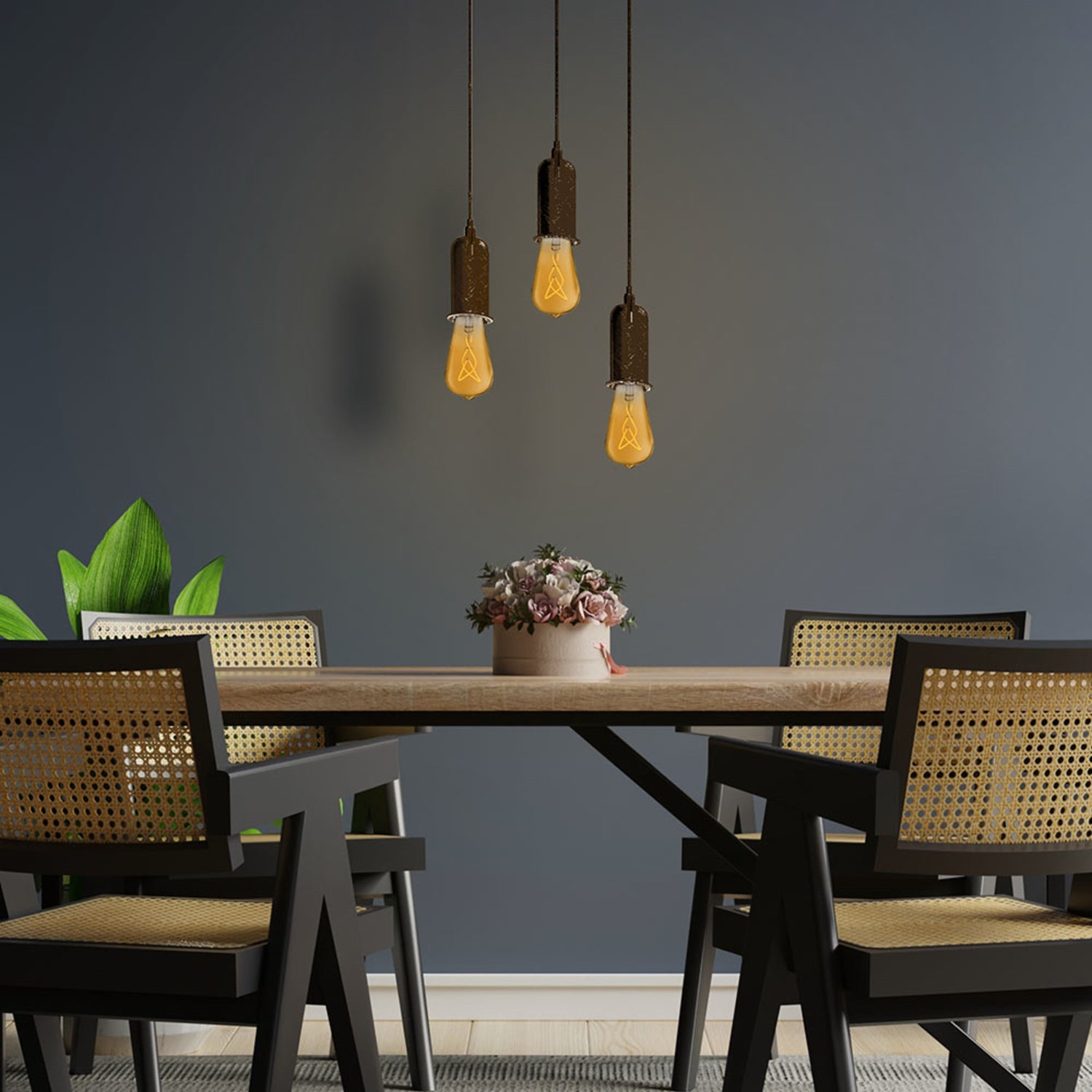 8.2W (60W Replacement) ST19 E26 Spiral Filament Amber Glass Vintage Edison LED Light Bulb, Warm Light