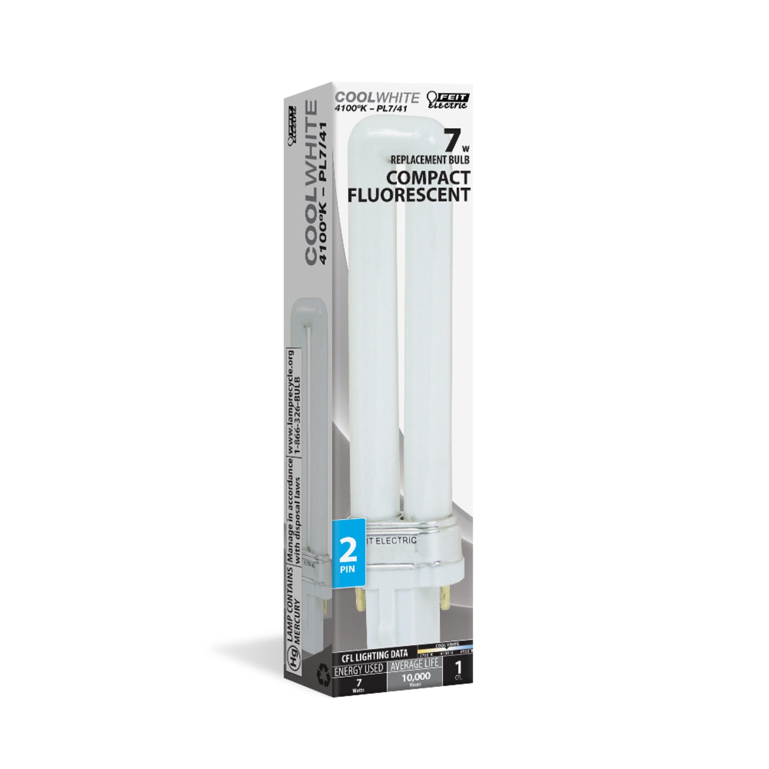 7W Cool White (4100K) G23 Fluorescent PL Bulb