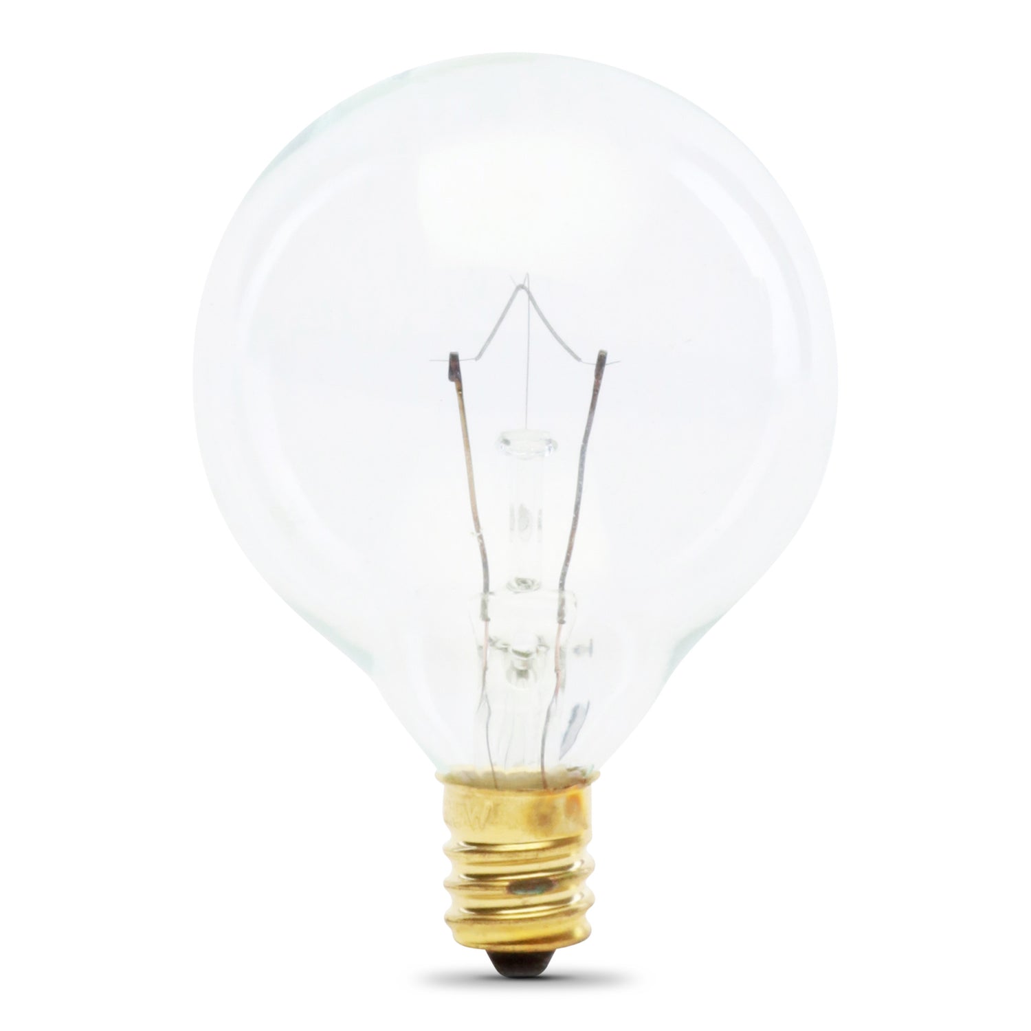25W Soft White G16 1/2 Globe Shape Dimmable Clear Incandescent Chandelier Light Bulb (2-Pack)