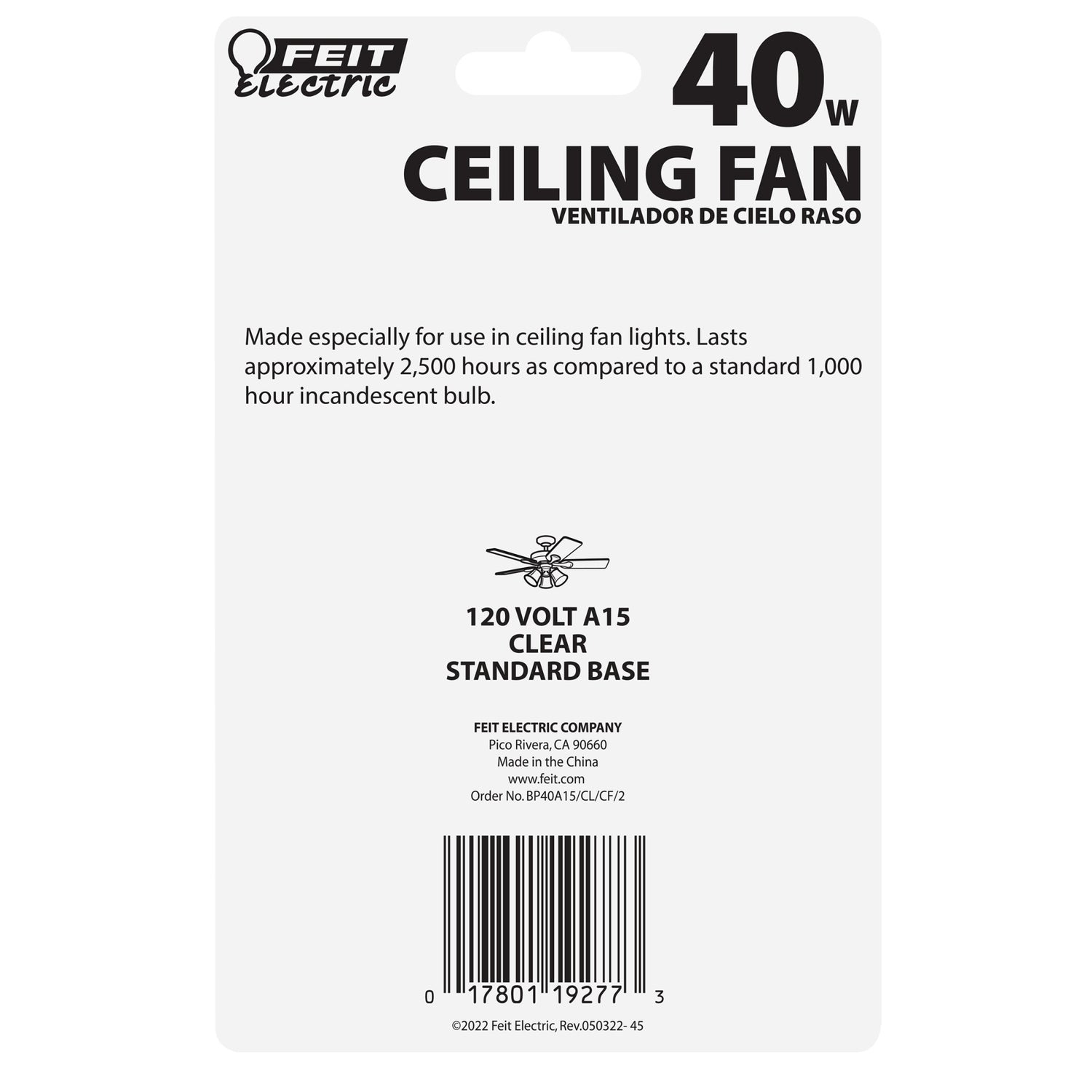 40-Watt Soft White (2700K) A15 E26 Base Clear Light Bulb (2-Pack)