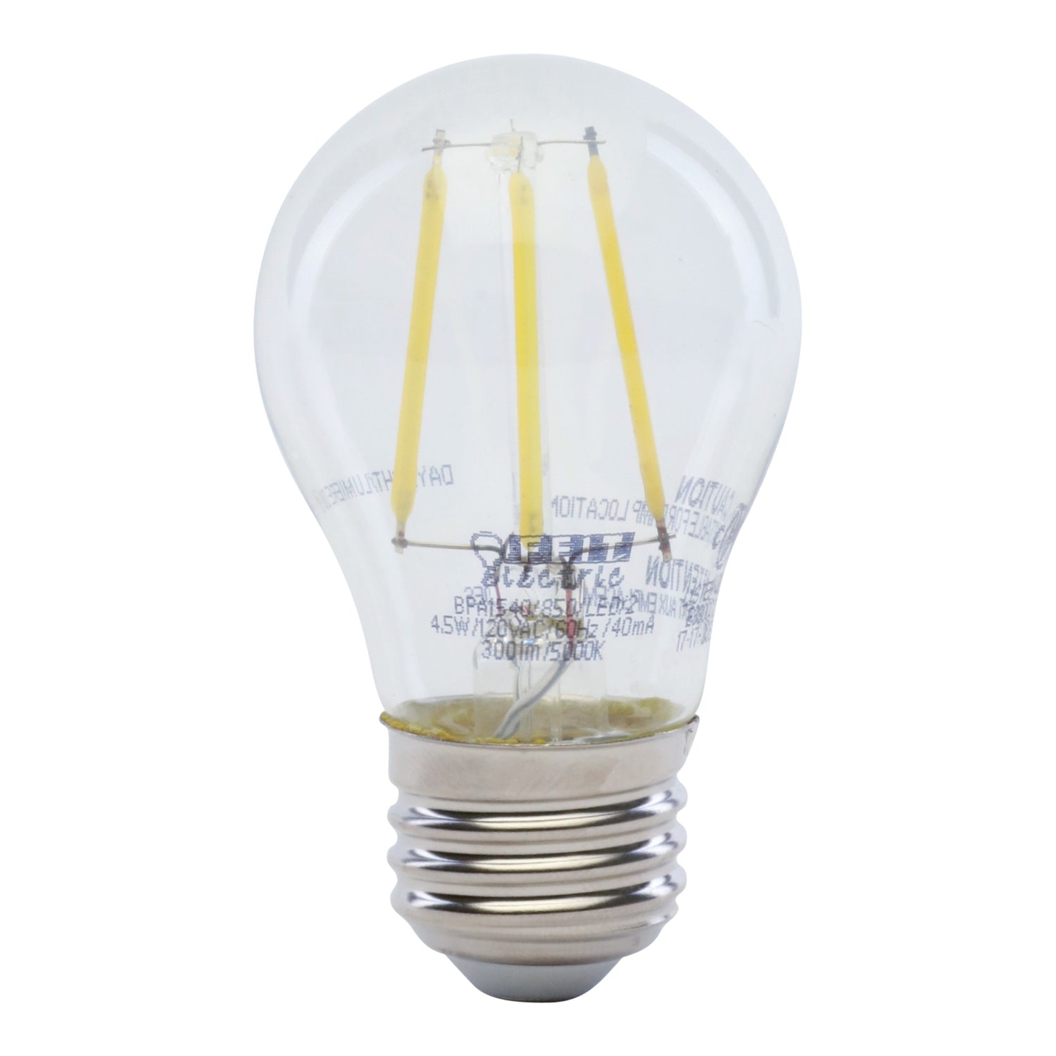 4.5W (40W Replacement) Daylight (5000K) E26 Base A15 Dimmable Glass Filament LED Bulb (2-Pack)