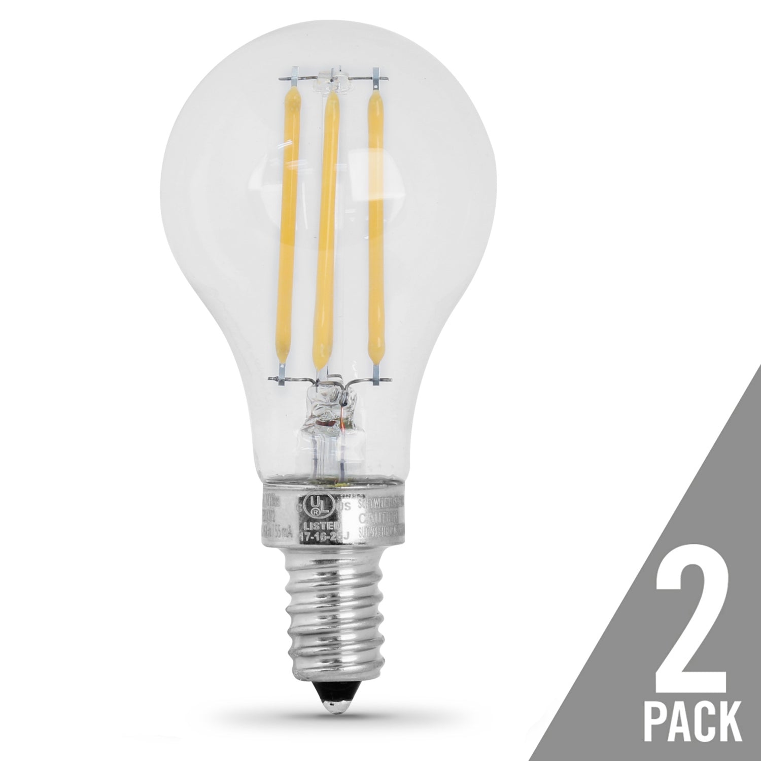 60W Replacement A15 Candelabra Base Dimmable Soft White Glass Filament (2-Pack)
