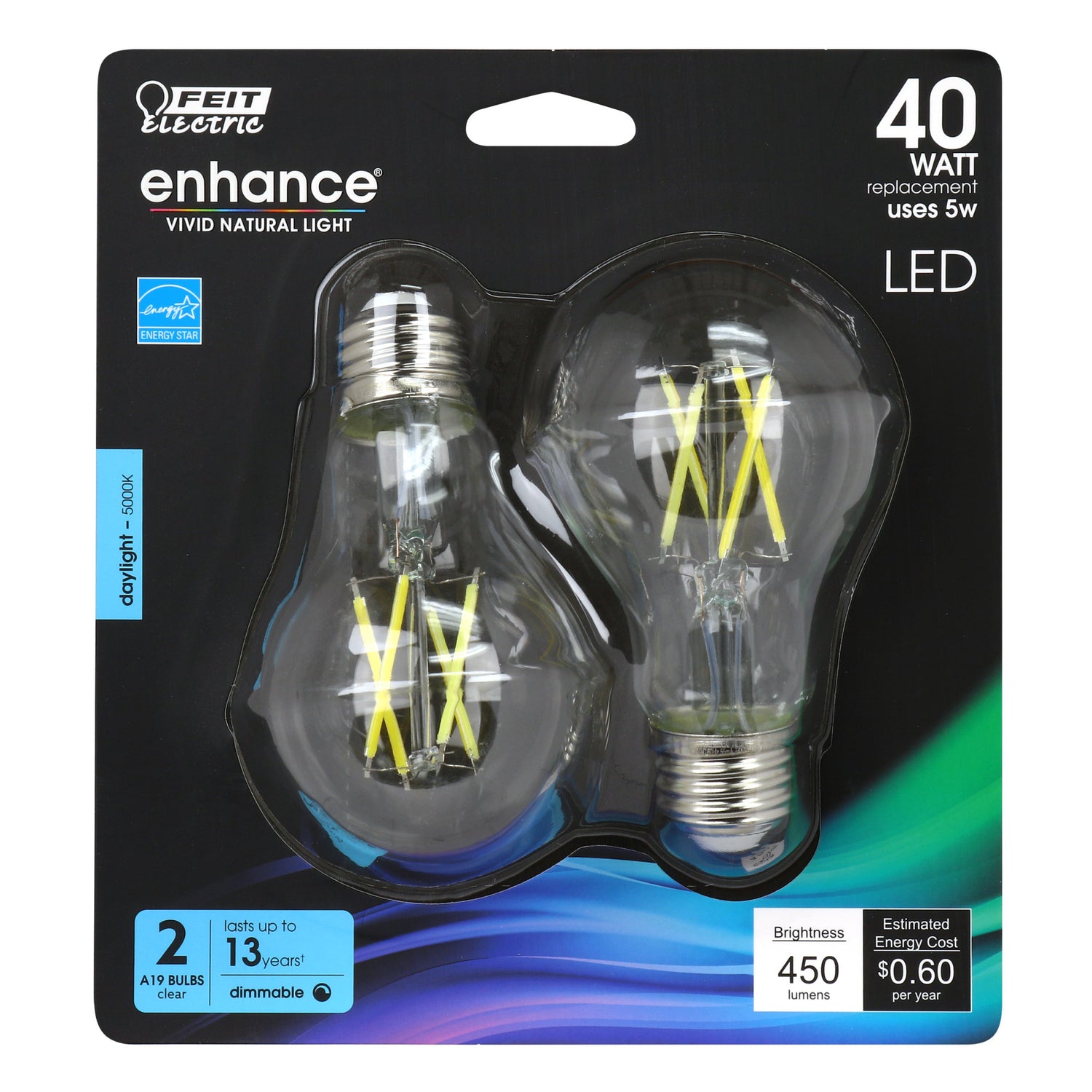40W Replacement 5000K A19 Filament LED
