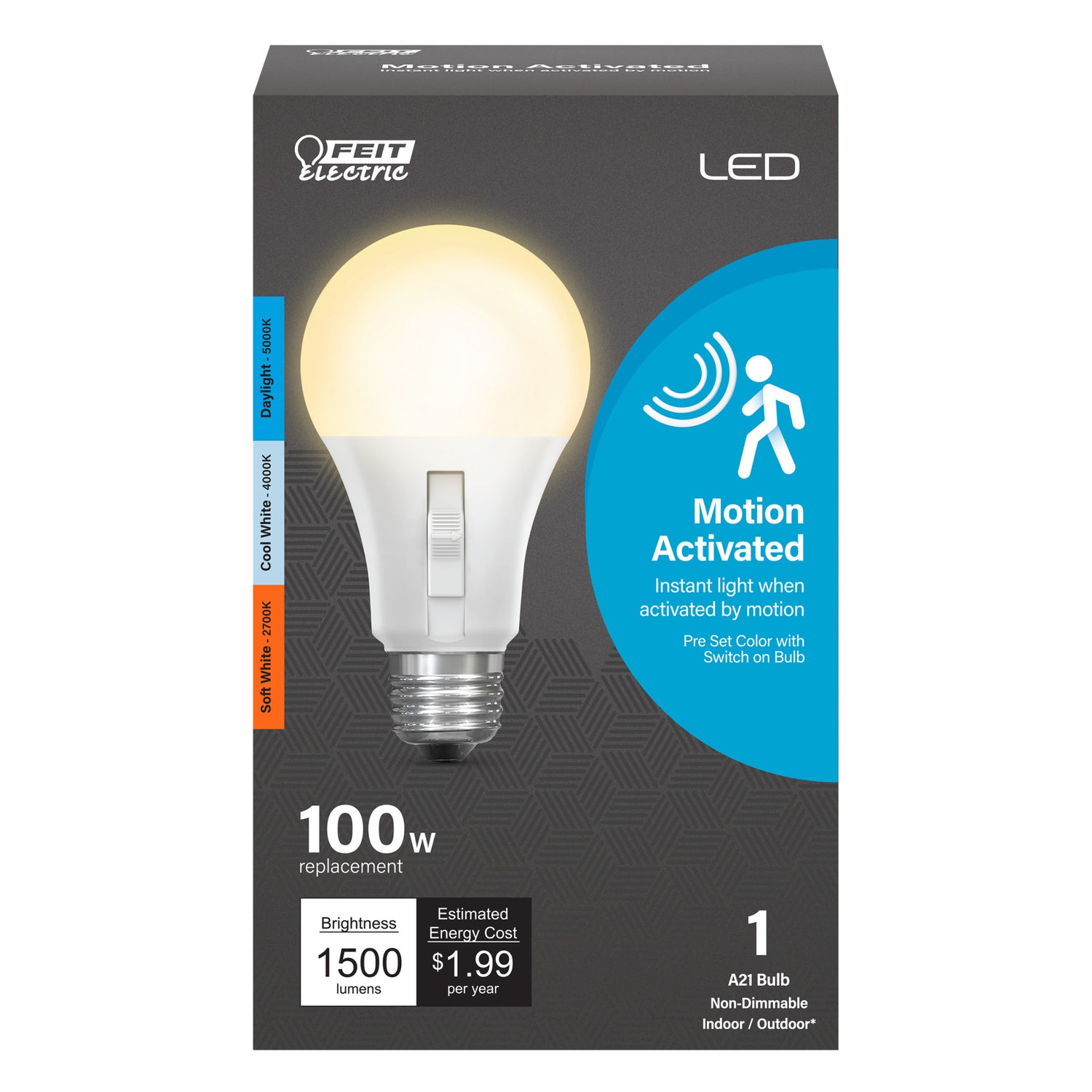 100W Replacement Color Selectable Motion Sensor LED Bulb