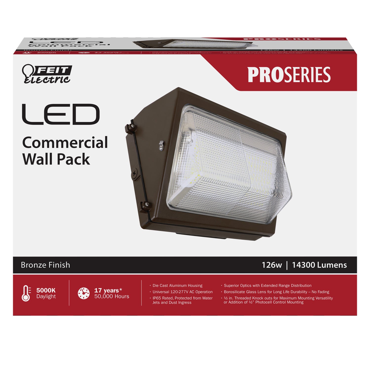 126W 14300 Lumen Daylight (5000K) LED Pro Series Commercial Security Wall Pack